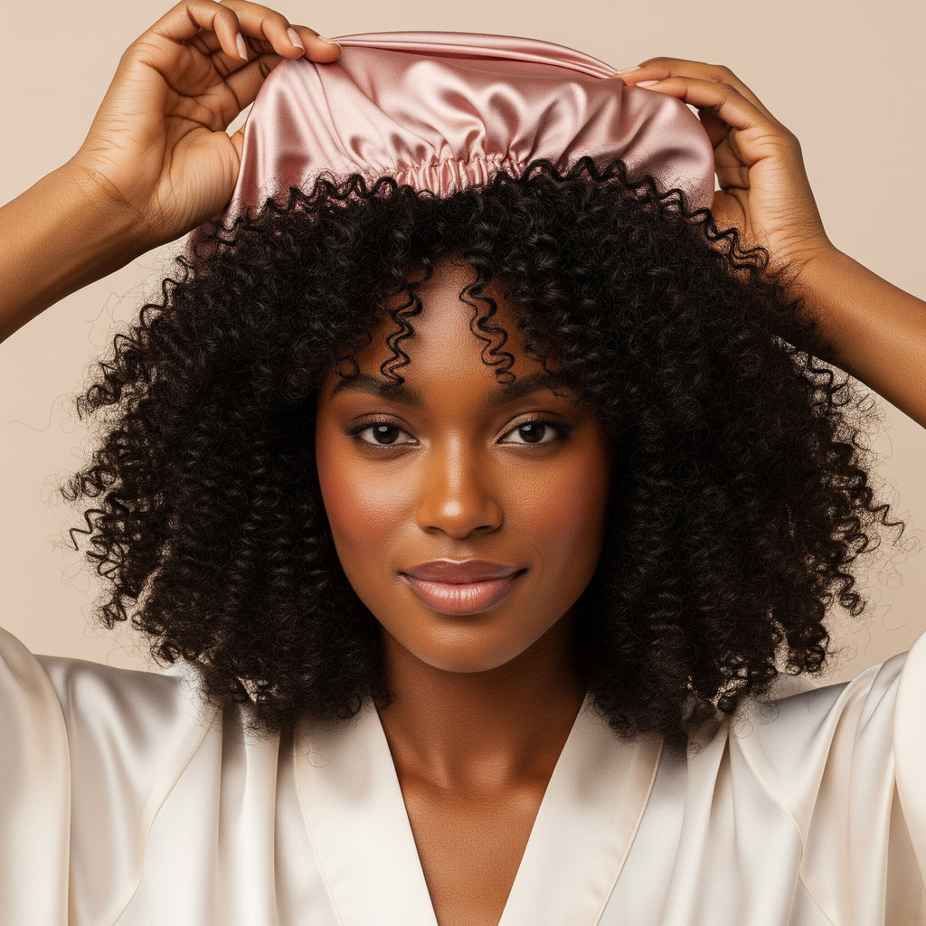 Bonnet en soie et sac de protection